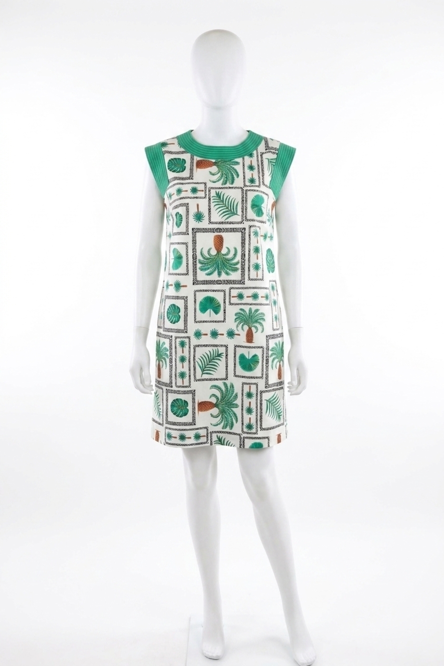 NEW ENTRO portia palm mini dress in green multi